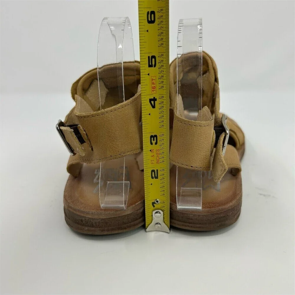 Miz Mooz Fifi Sandals Womens Yellow Studded Ankle Strap Open Toe Flat Size 40